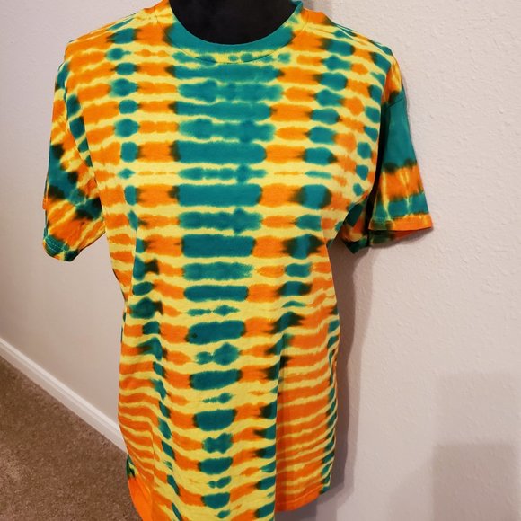 Tie Dye boho Style crew neck short sleeve T-shirt 100% cotton Size M. - Picture 4 of 10